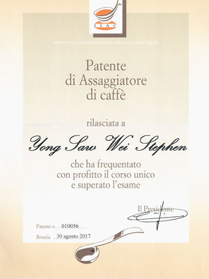 International Institute of Coffee Tasters in Italy Certification