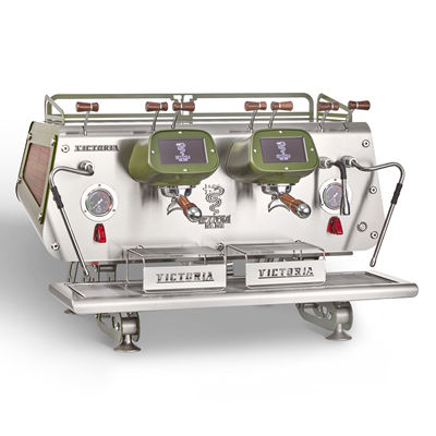 Bezzera Victoria 2 Group Coffee Machine for cafe , green color , front view
